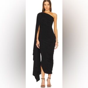 Norma Kamali Diana One-Sleeve Ruched Stretch-Jersey
